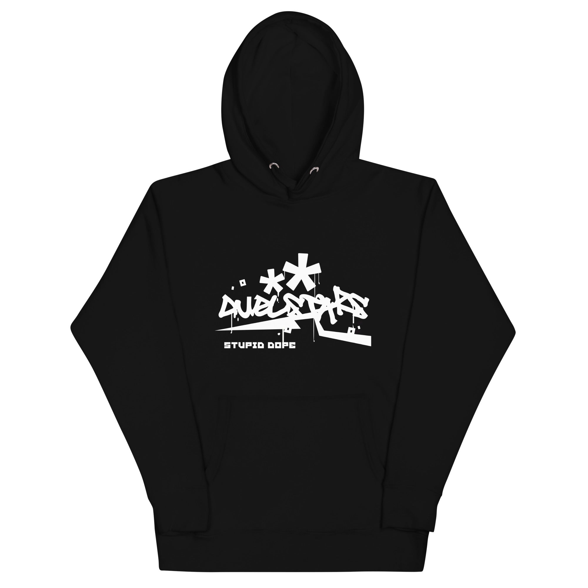 DuelStars Stupid Dope Hoodie, black hoodie, front view, lay-flat [cw:black]
