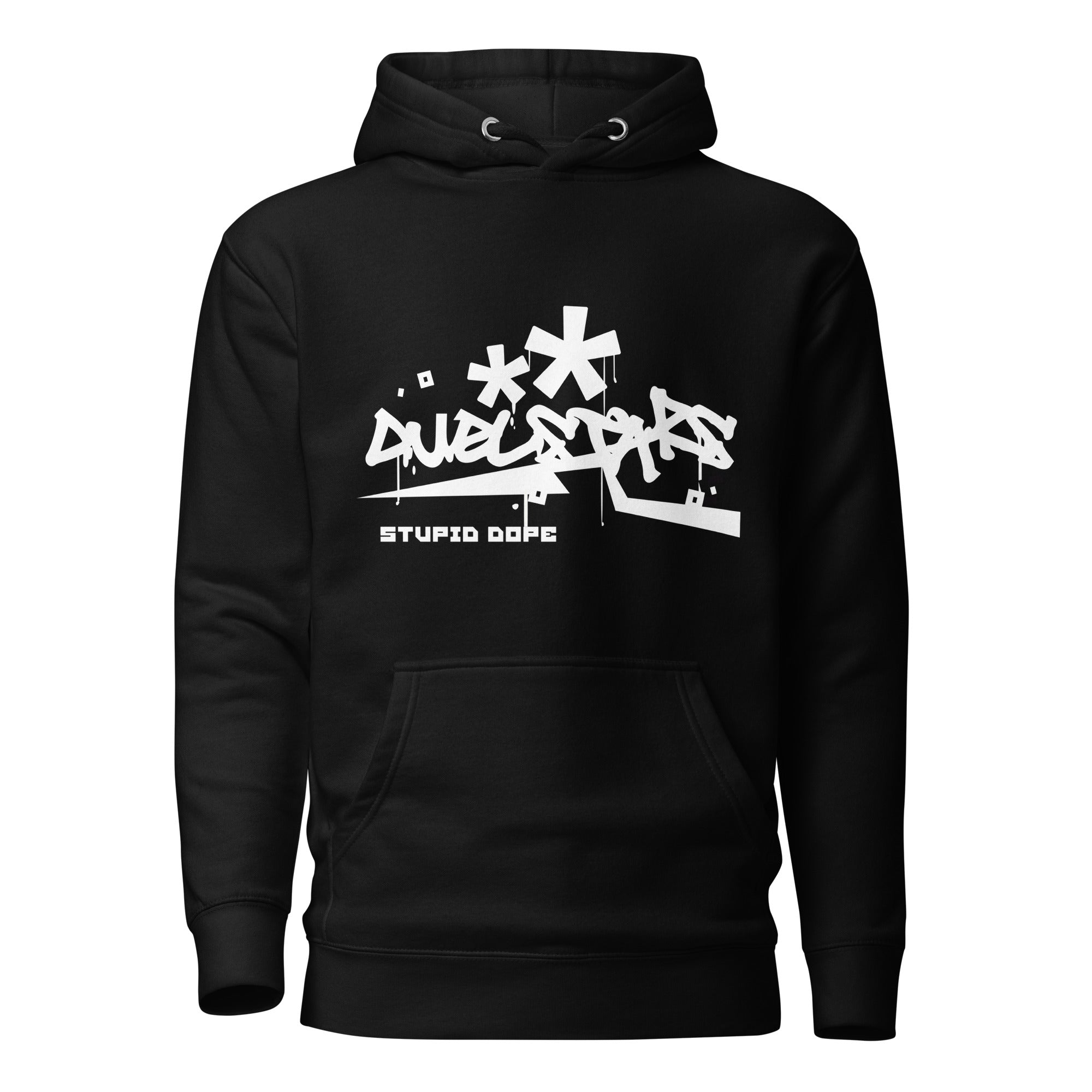 DuelStars Stupid Dope Hoodie, black hoodie, front view, fit-style [cw:black]