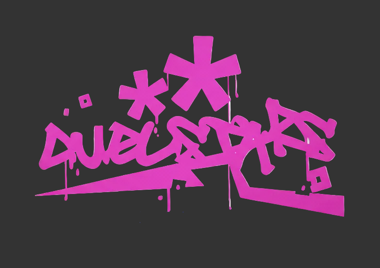 DuelStars White Grafiti hoodie with pink and purple text