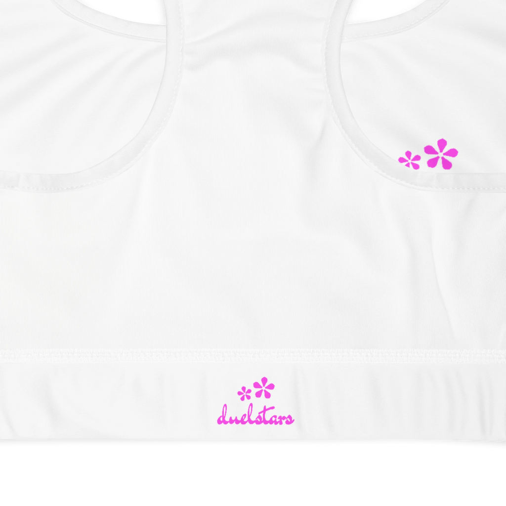DuelStars Core Femme sports bra interior label - branded logo showing authentic quality and design.