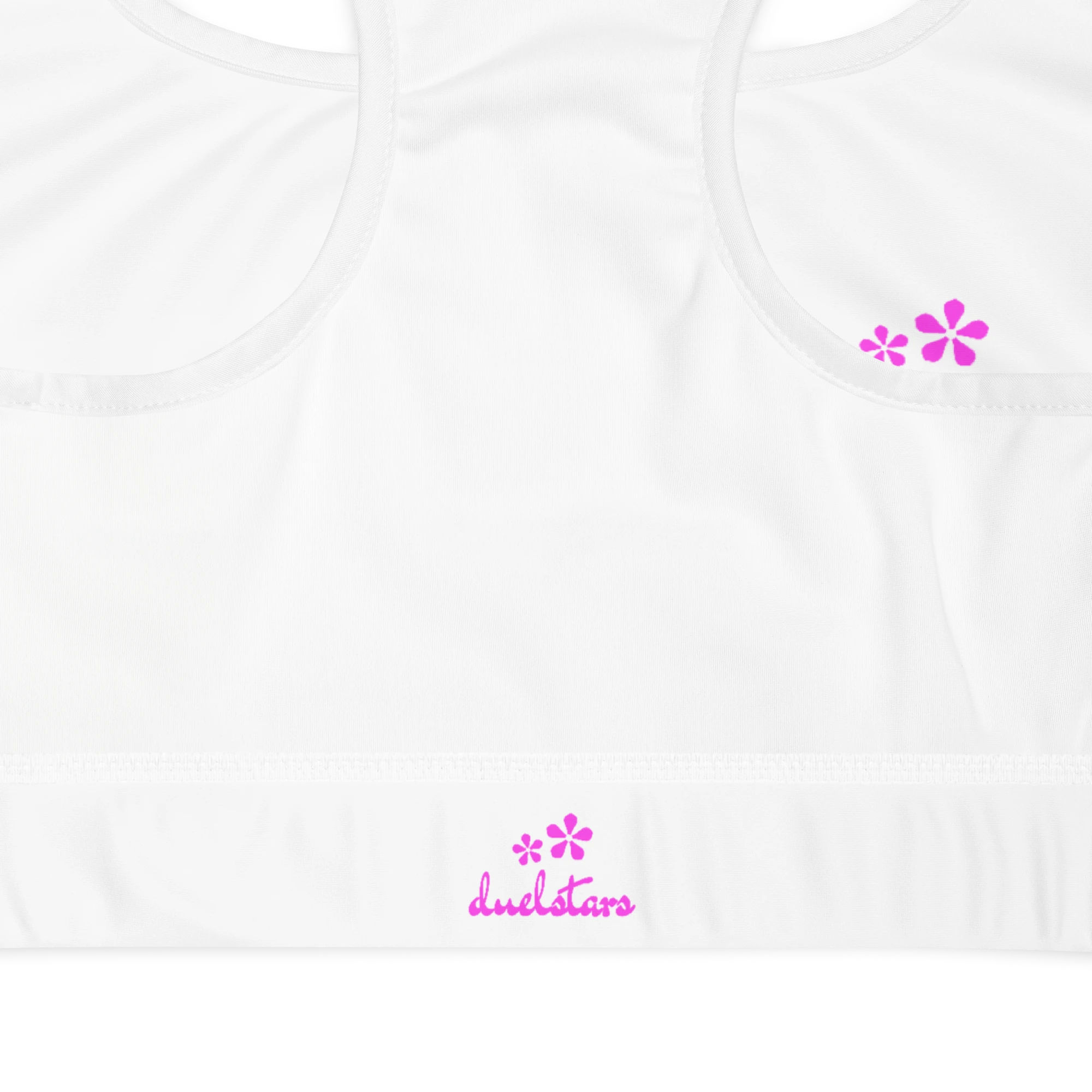 DuelStars Core Femme sports bra interior label - branded logo showing authentic quality and design.