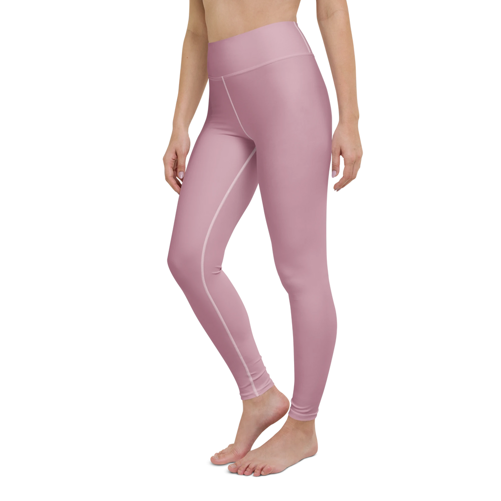 DuelStars Core Femme dusty rose high-waist yoga leggings - left front view.