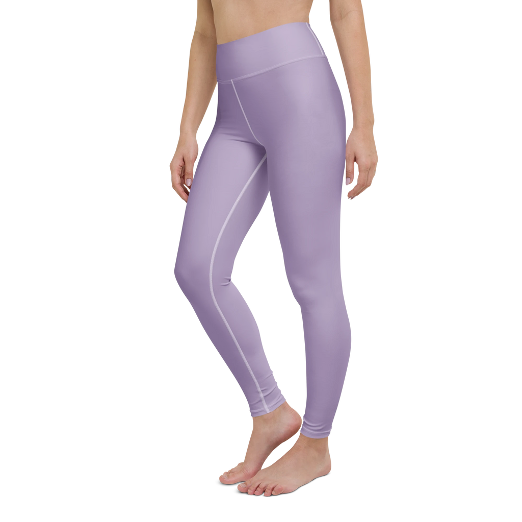 DuelStars Core Femme misty lavender high-waist yoga leggings - left front view.