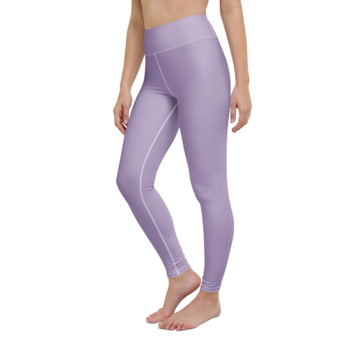DuelStars Core Femme misty lavender high-waist yoga leggings - left front view.
