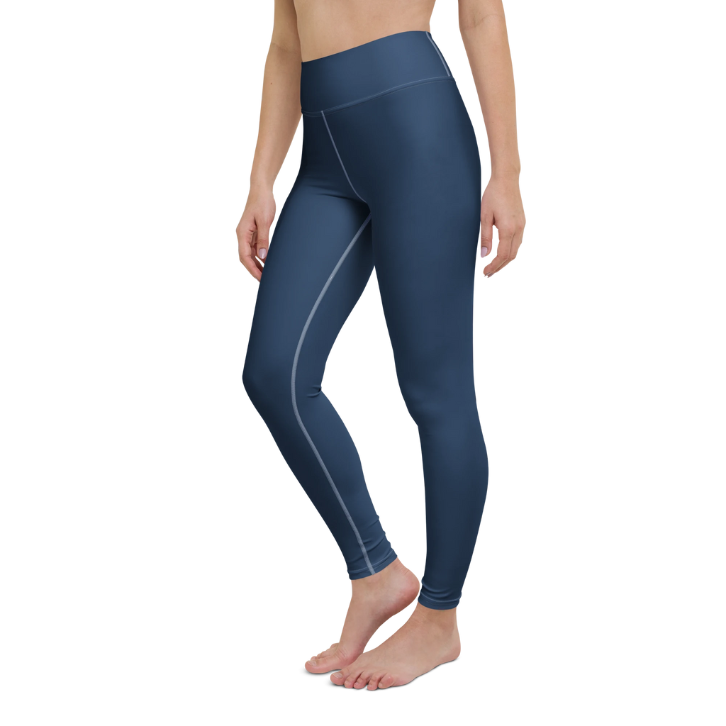 DuelStars Core Femme ocean  blue high-waist yoga leggings - left front view.