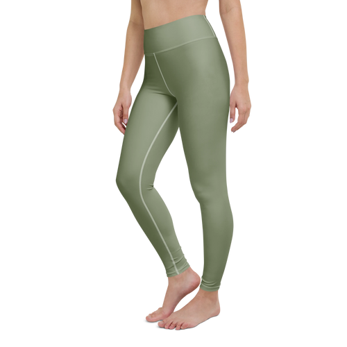 DuelStars Core Femme sage green high-waist yoga leggings - left front view.