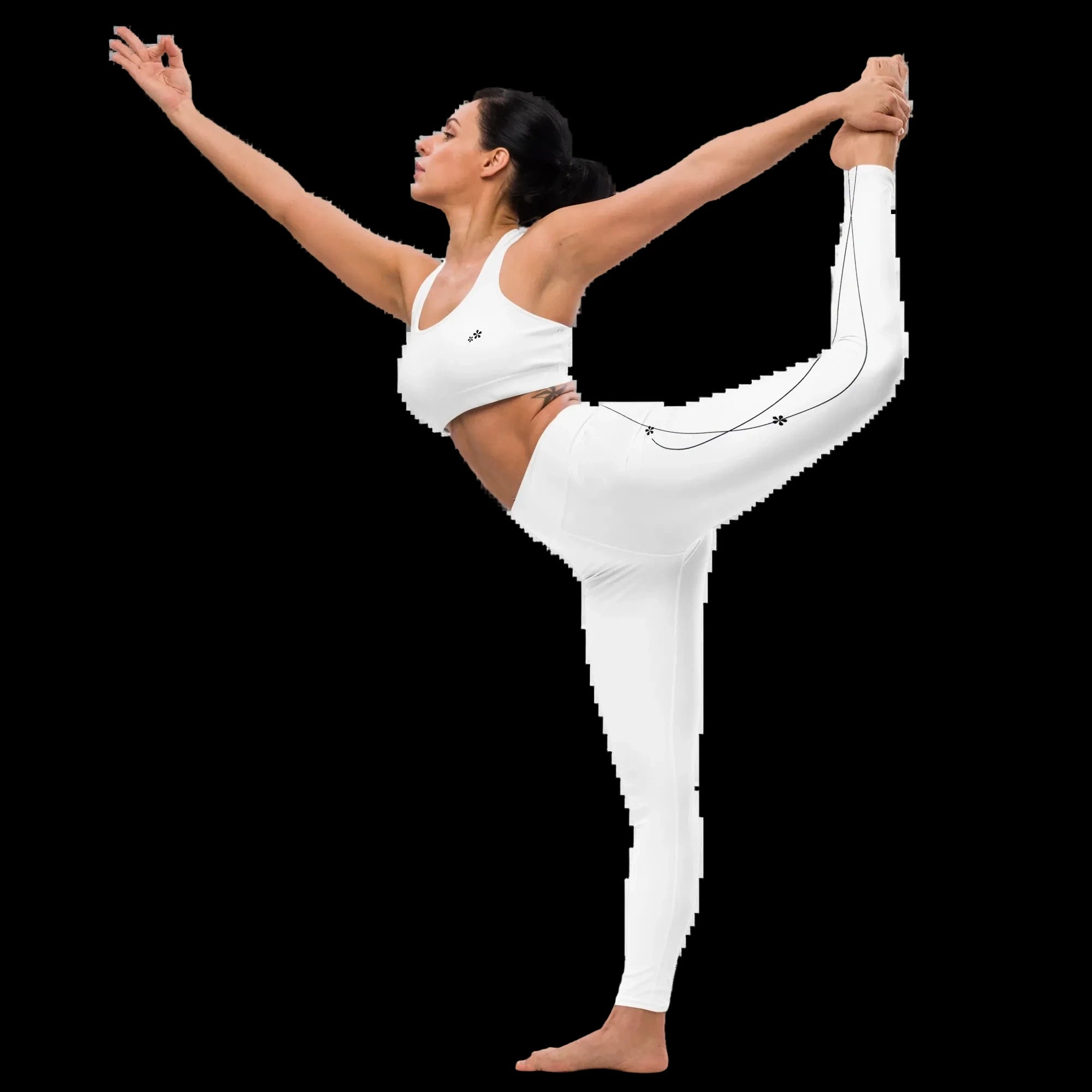 yoga leggings in motion - woman performing yoga pose showing flexibility and fit.