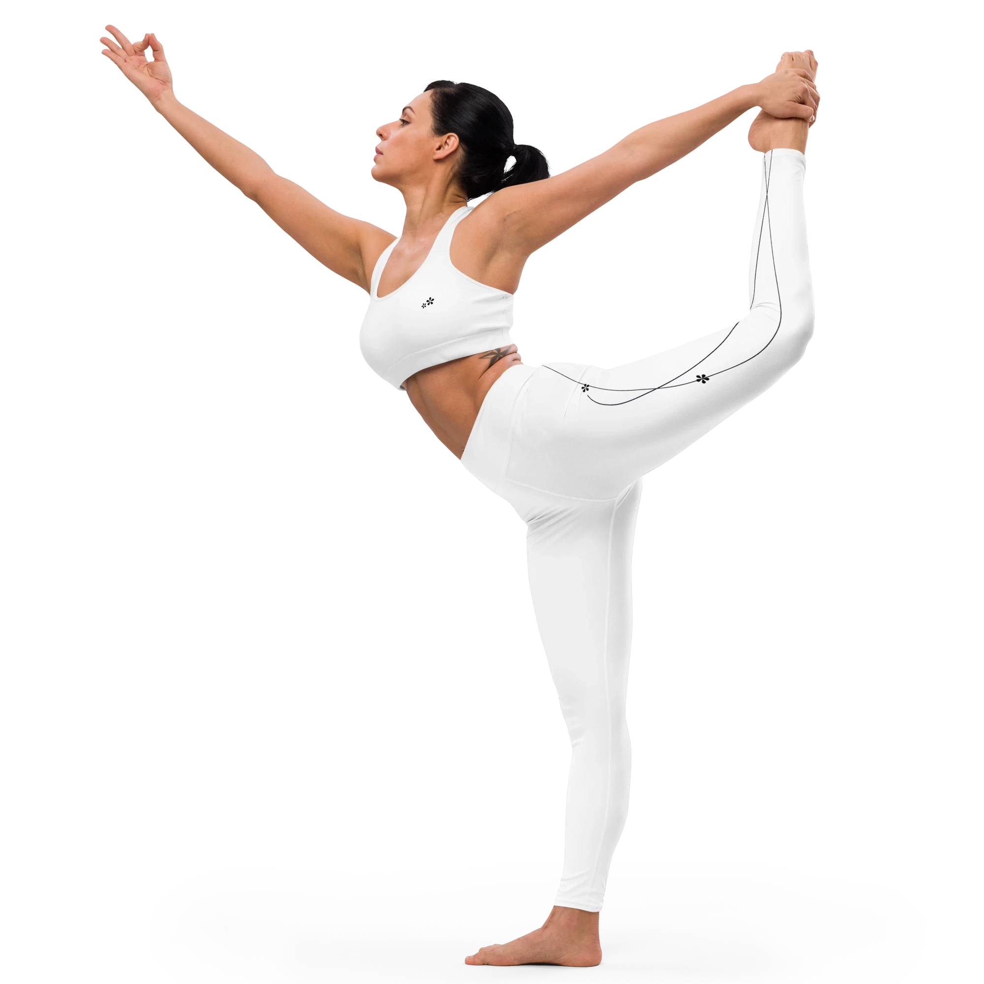 yoga leggings in motion - woman performing yoga pose showing flexibility and fit.