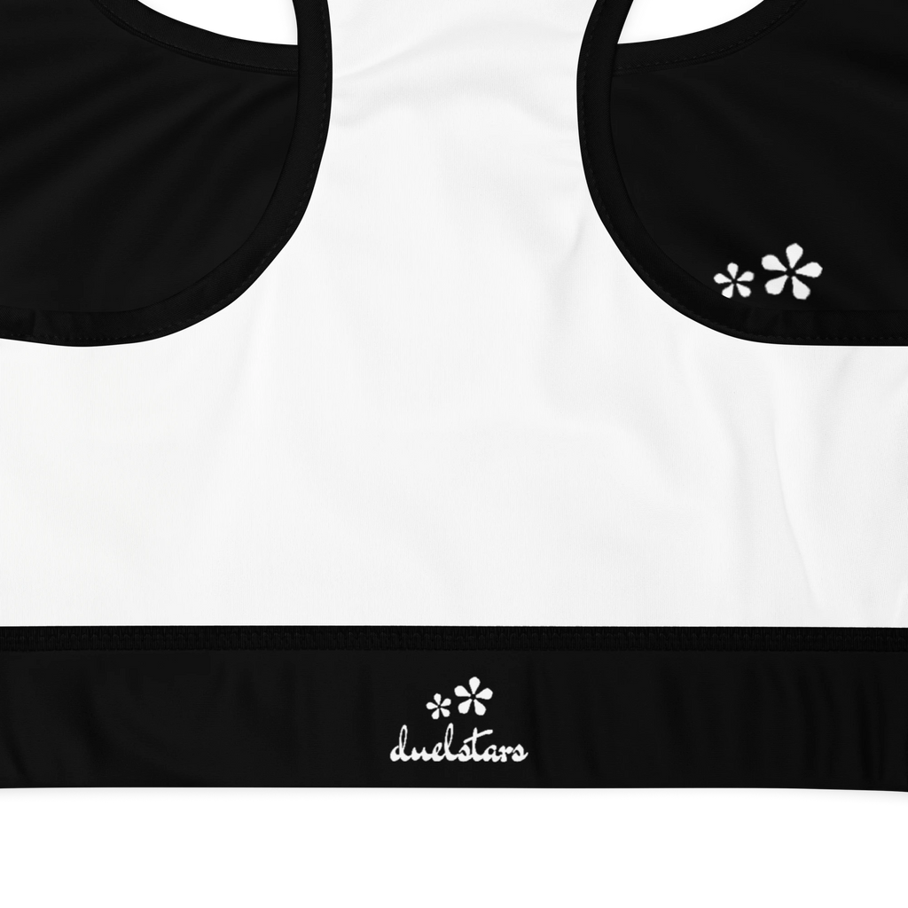 DuelStars Core Femme sports bra interior label - branded logo showing authentic quality and design.